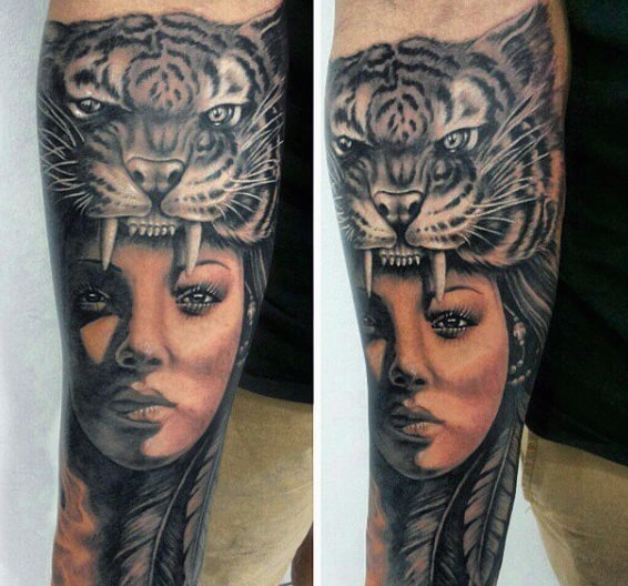 Man With Traditional Japanese Tiger Tattoo