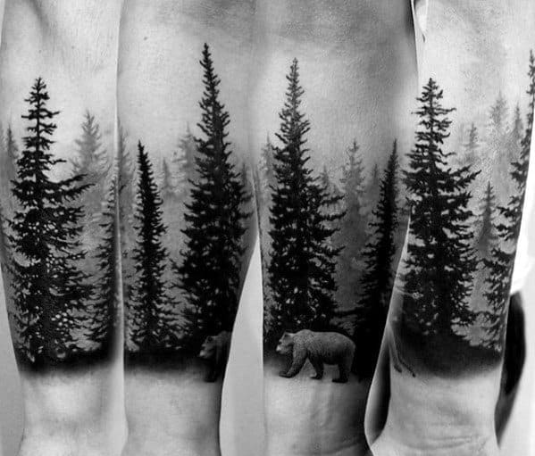Man With Treeline Tattoo Design