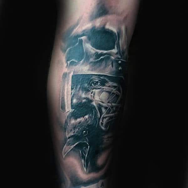 Man With Warrior Crow Arm Tattoo