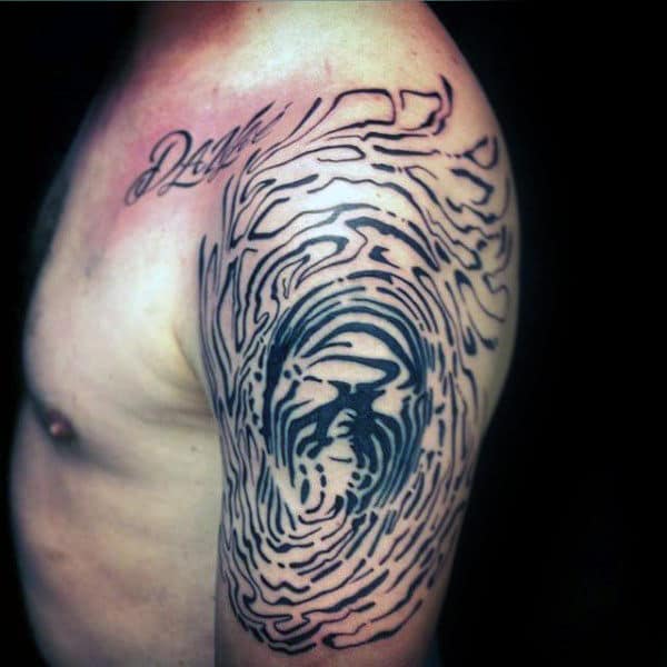 Manlu Guys Abstract Fingerprint Arm Tattoos