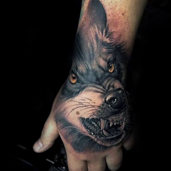 Manly 3d Hand Sick Wolf Tattoo Design Ideas For Men