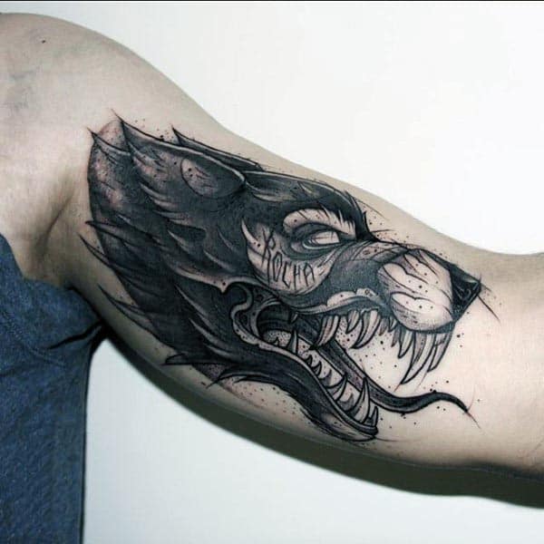 Manly Agressive Wolf Cool Arm Tattoos For Guys