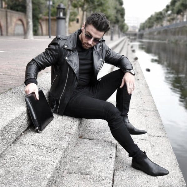 Manly All Black Outfits Mens Style Ideas With Black Leather Jacket
