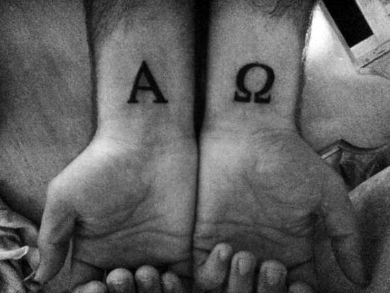 Manly Alpha Omega Wrist Tattoos For Men