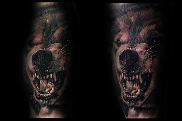 Manly Arm Realistic Wolf Tattoos For Guys
