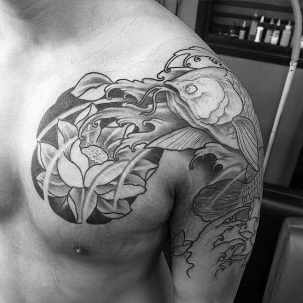 Manly Arowana Tattoo Design Ideas For Men On Chest And Arm