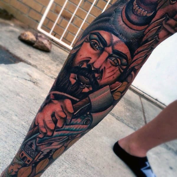 Manly Awesome Mens Leg Sleeve Tattoo Inspiration