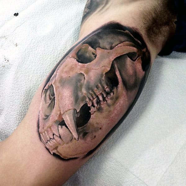 Manly Bear Skull 3d Inner Arm Tattoos For Men