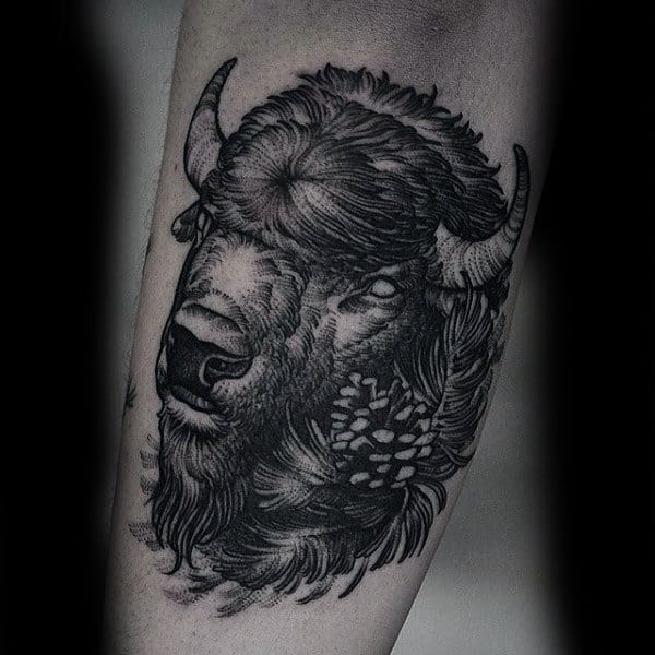 Manly Bison Arm Tattoos For Guys