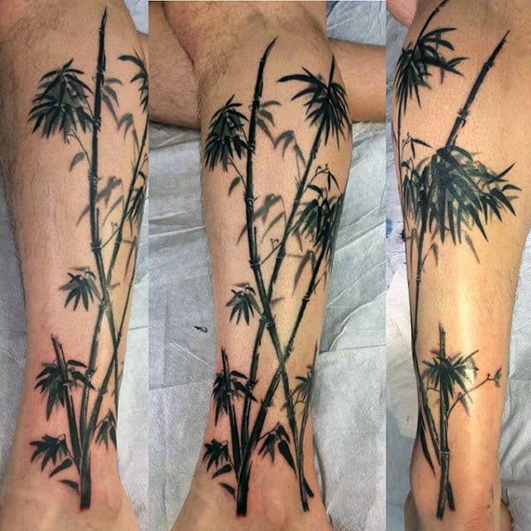 Manly Black Ink Bamboo Tattoos For Men