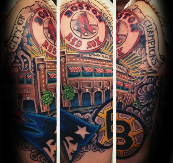 Manly Boston Red Sox Tattoo Design Ideas For Men Half Sleeve