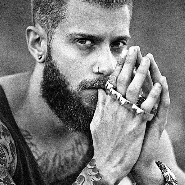 Manly Buzz Cut Mens Short Hair With Medium Beard Styles