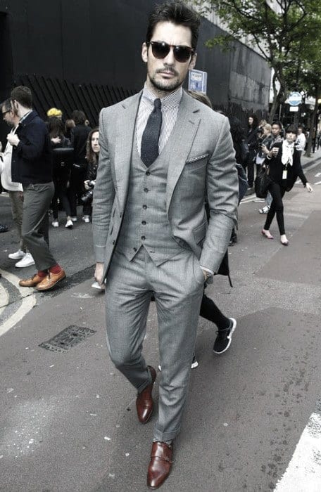 Manly Charcoal Grey Suit Brown Shoes Style For Men