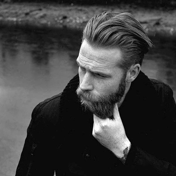 Manly Combed Back Medium Guys Hair