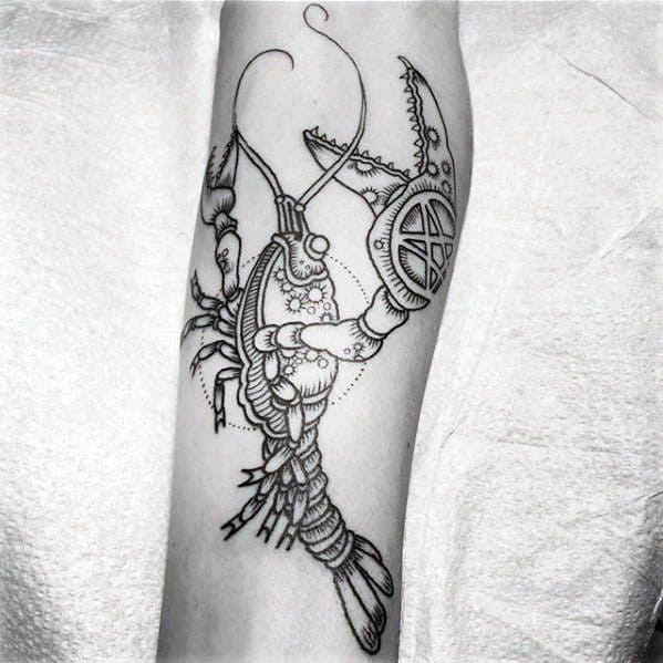Manly Crawfish Tattoo Design Ideas For Men On Forearm