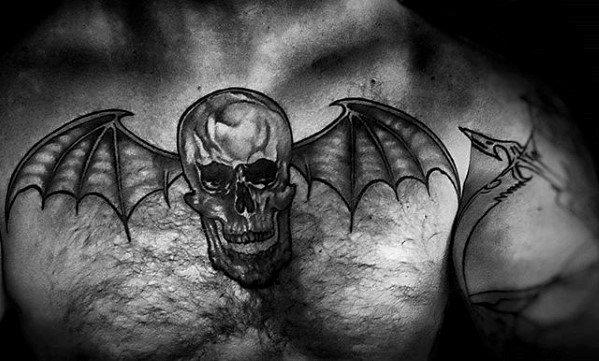 Manly Deathbat Tattoos For Guys On Chest