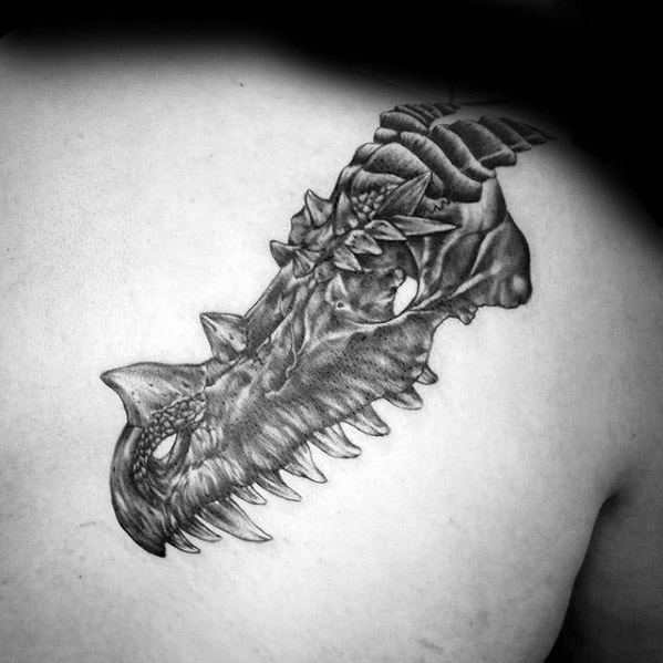 Manly Dragon Skull Tattoo Design Ideas For Men On Shoulder
