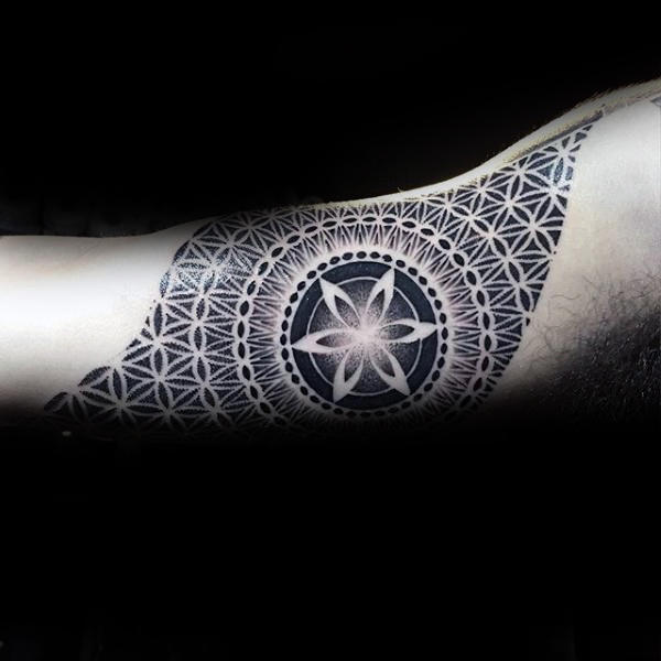 Manly Flower Of Life Mens Bicep Tattoo