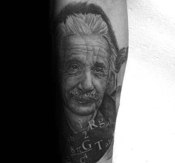 Manly Forearm Albert Einstein Tattoo Design Ideas For Men
