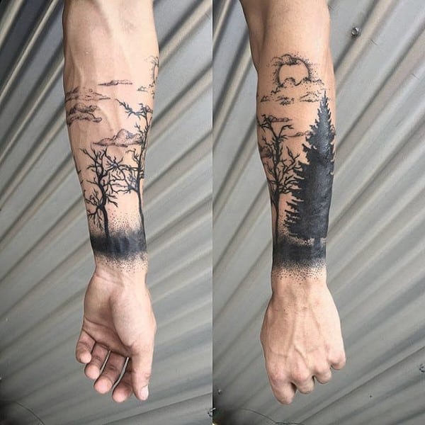 Manly Forearm Tree Tattoo Design Ideas