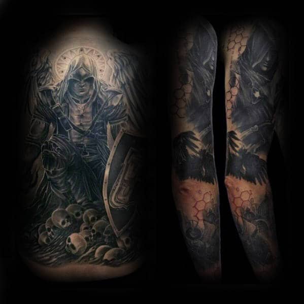 Manly Guys Assassins Creed Themed Tattoo Design Ideas