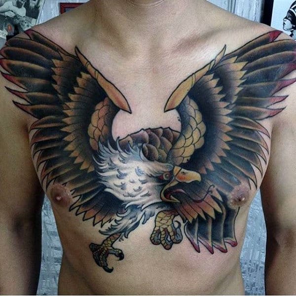Manly Guys Bald Eagle Tattoo Design Ideas On Chest