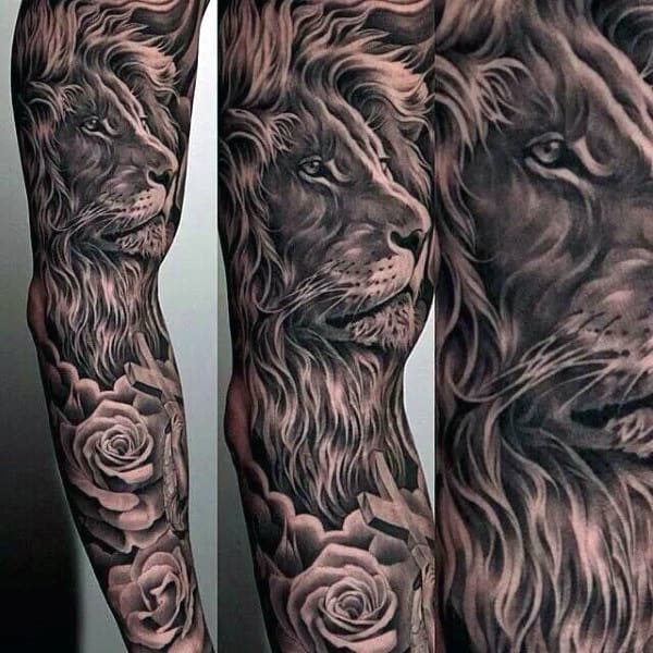 Manly Guys Full Sleeve Lion Tattoos