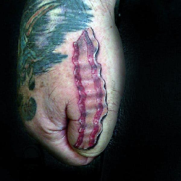 Manly Guys Hands Bacon Tattoo