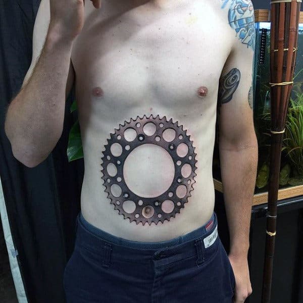 Manly Guys Sprocket Stomach Tattoos
