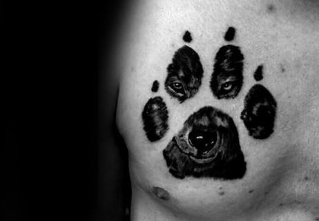 Manly Guys Wolf Paw Chest Tattoos