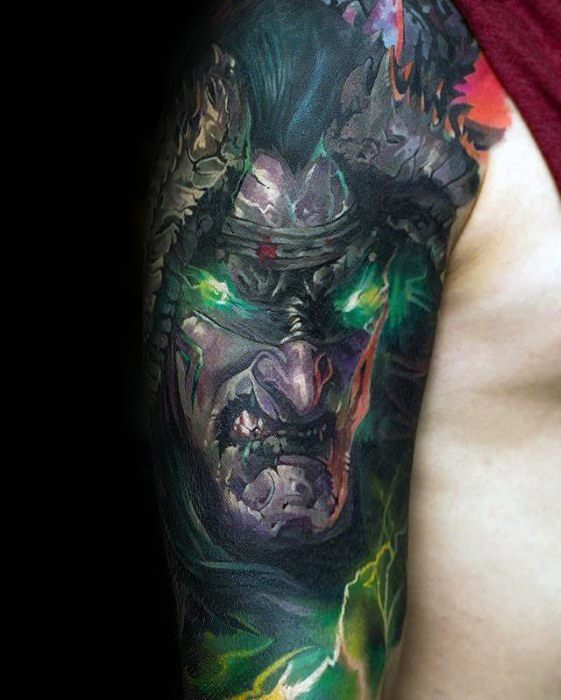 Manly Half Sleeve Gamer Tattoo Design Ideas For Men