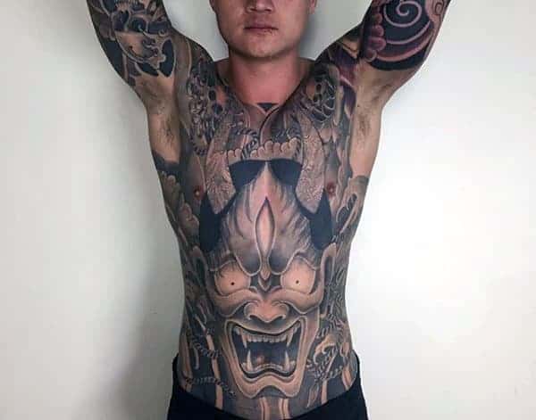 manly-hannya-mask-demonic-male-tattoo-on-full-chest