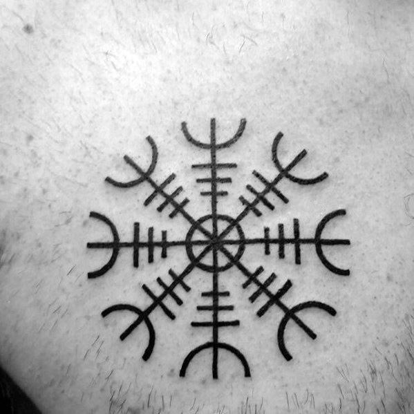 Manly Helm Of Awe Chest Tattoo Design Ideas For Men