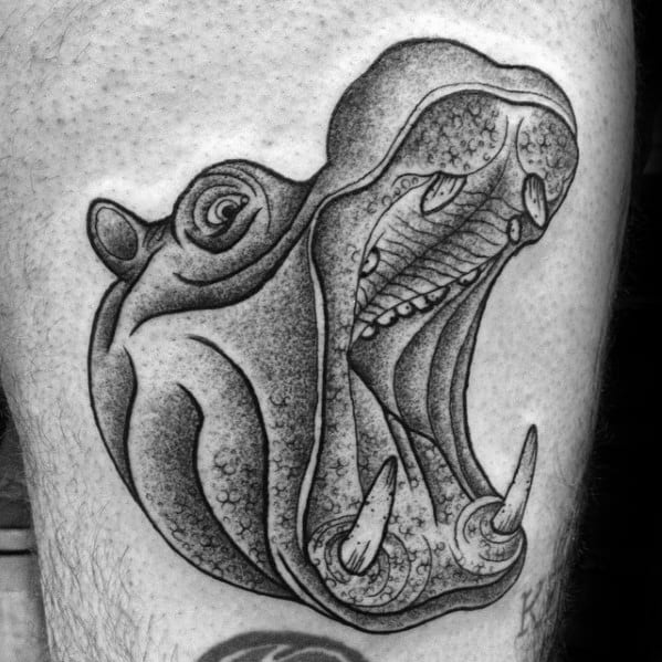 Manly Hippo Tattoo Thigh Design Ideas For Men