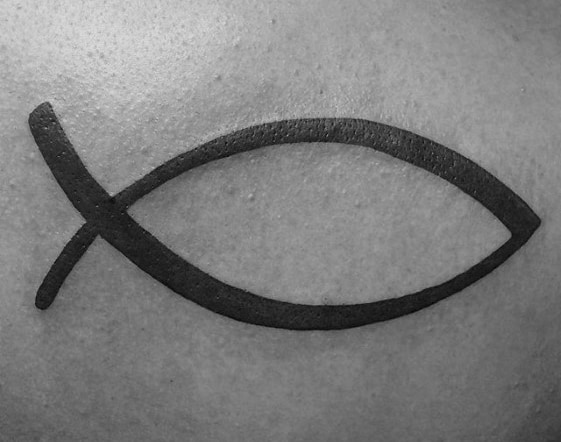 Manly Ichthus Tattoo Design Ideas For Men Solid Black Ink Chest