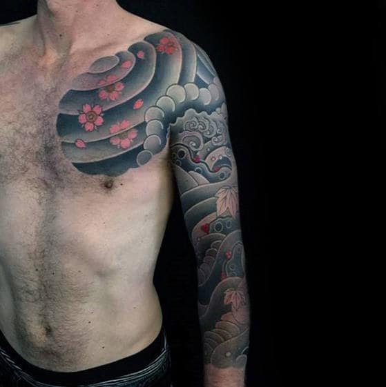 Manly Japanese Cloud Full Sleeve Tattoos For Males