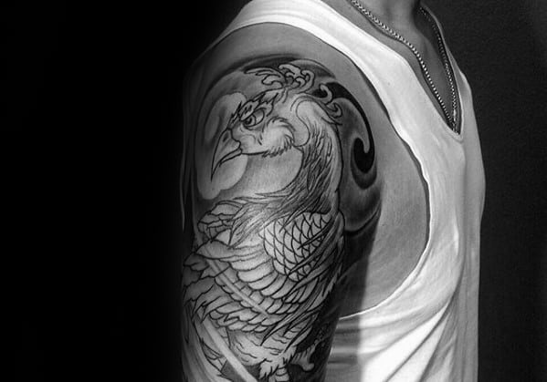 Manly Japanese Half Sleeve Pheasant Tattoo Design Ideas For Men