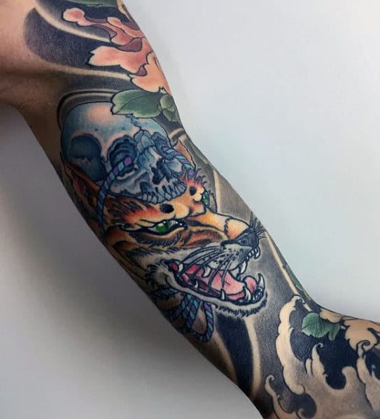 Manly Kitsune Inner Arm Guys Japanese Fox Tattoo Ideas