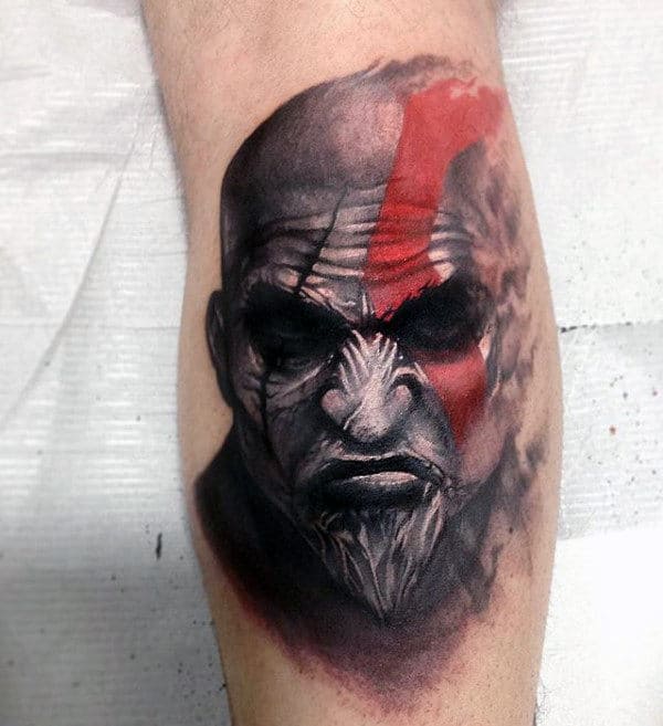 Manly Kratos Leg Calf Tattoos For Men