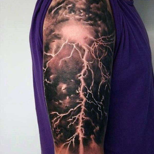 Manly Lightning Mens Tattoos Half Sleeve