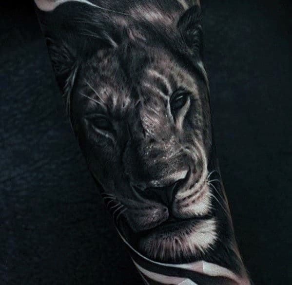 Manly Lion Forearm Tattoos For Men