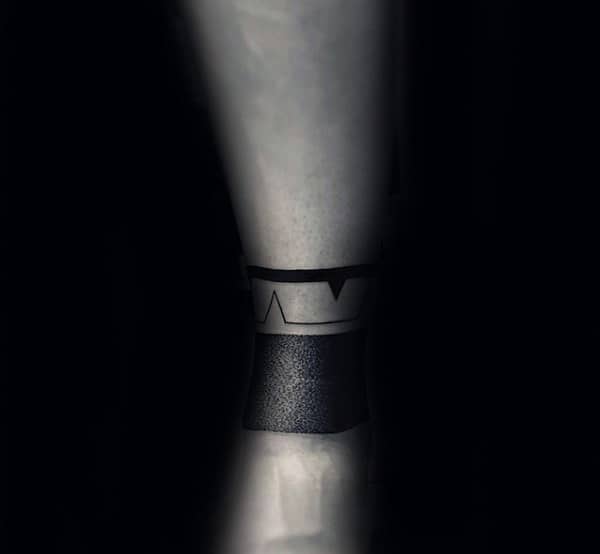 Manly Lower Leg Male Black Band Abstract Tattoo Design Idea Inspiration