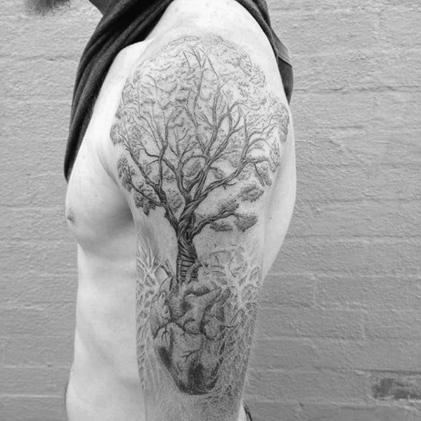 Manly Lung Tree Arm Tattoo Design Ideas For Men