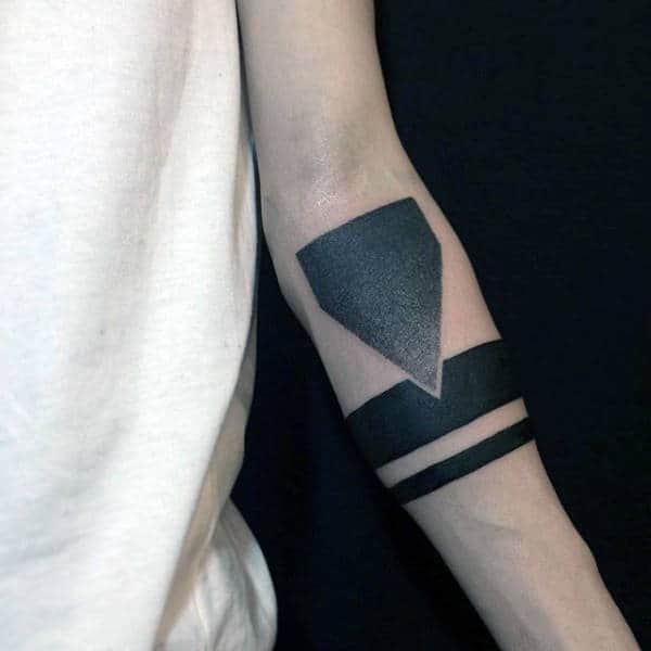 Manly Mens Armband Tattoos Solid Back Lines With Geometric Shape