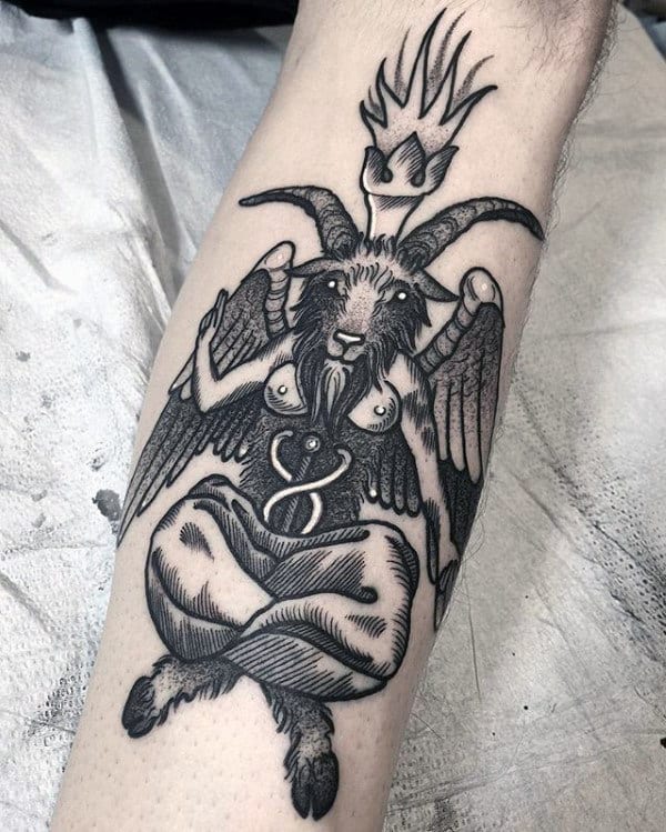 Manly Mens Baphomet Forearm Tattoos