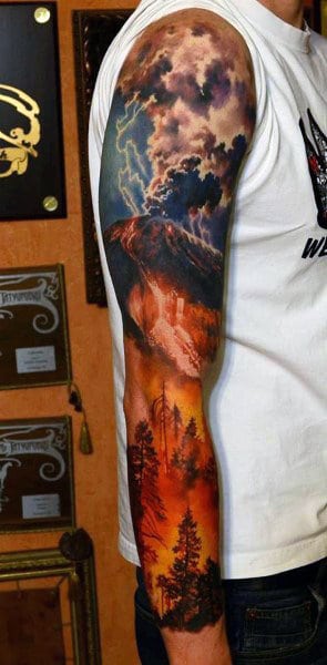 Manly Mens Clouds Sleeve Tattoo