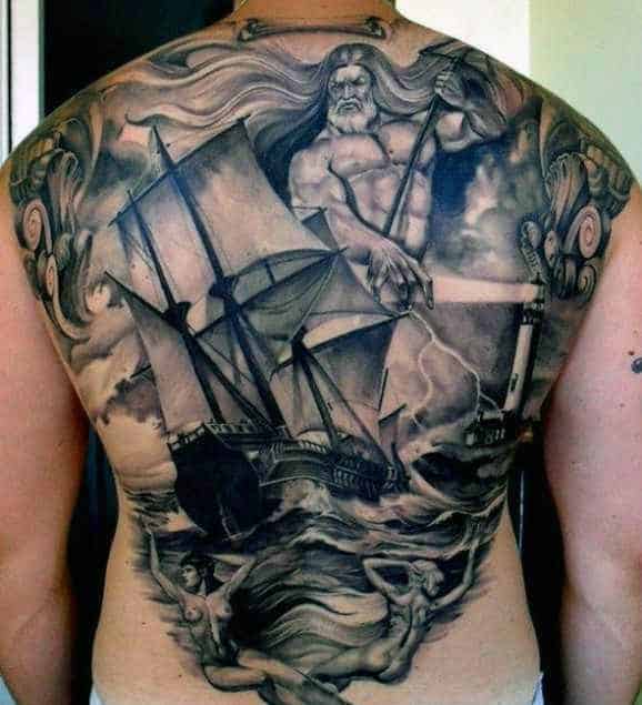 Manly Men's Greek Art Tattoos On Back