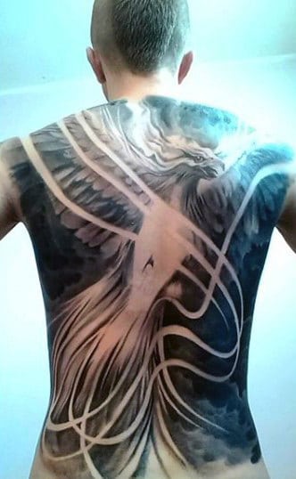 Manly Men's Phoenix Shoulder And Back Tattoo