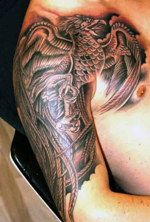 Manly Men's Phoenix Tattoo On Arm