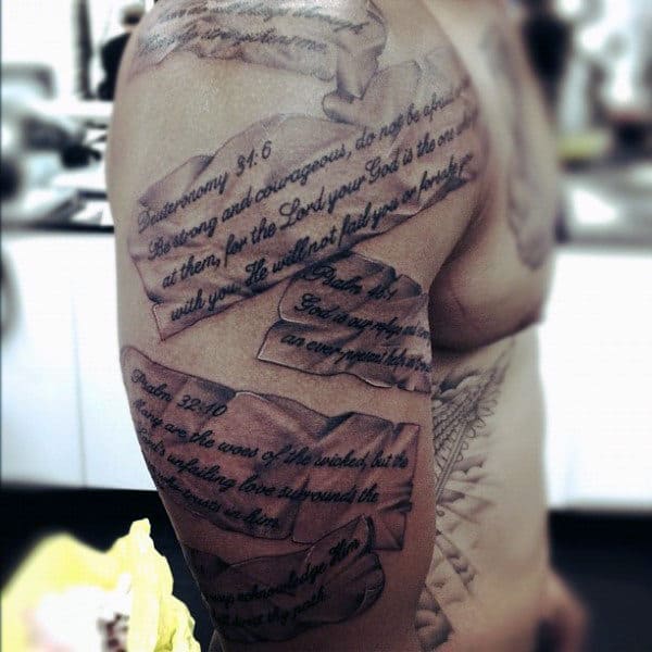 Manly Mens Tattoo Bible Verse On Arm